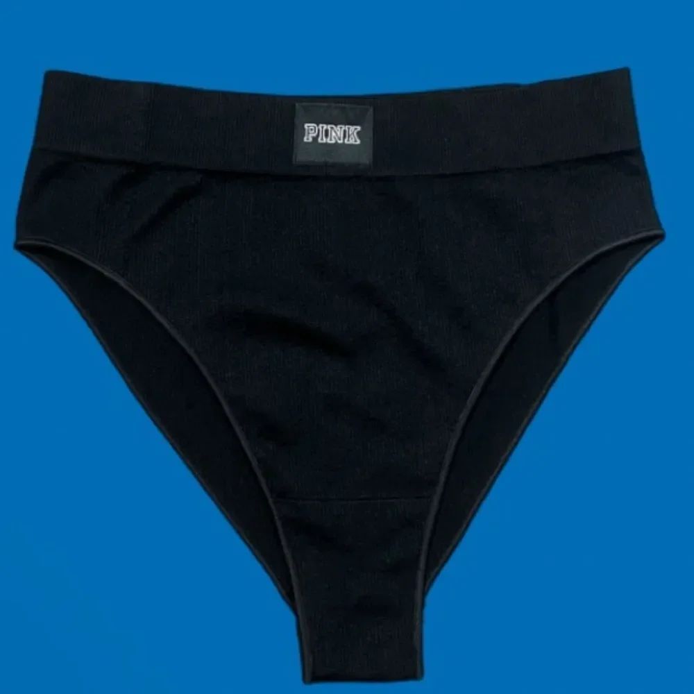 Victorias Secret Pink Ribbed High leg Ribbed Bikini panty Black Small